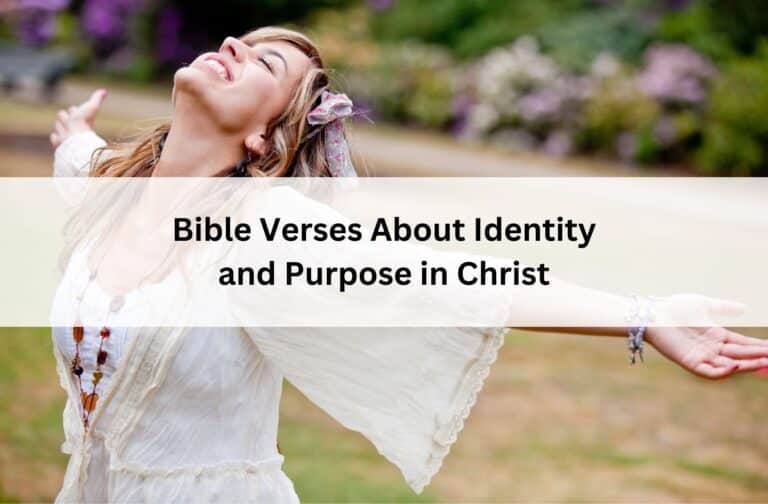 Woman with arms outstretched in a garden, symbolizing identity and purpose in Christ, faith, freedom, joy, spiritual growth, and biblical encouragement.